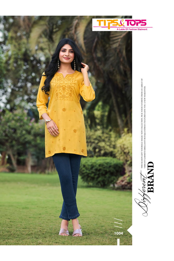 Tips And Tops Colors Vol 3 Embroidery Heavy Rayon Western Ladies Top Wholesale Price In Surat
